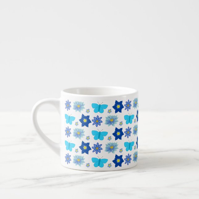 Taza De Espresso Mariposas y flores Blue Baby Boy (Izquierda)