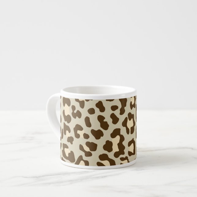 Taza De Espresso Marrón de impresión leopardo, Tan, Peach (Izquierda)