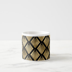 Taza De Espresso Marrón oscuro y oro Art déco con patrones