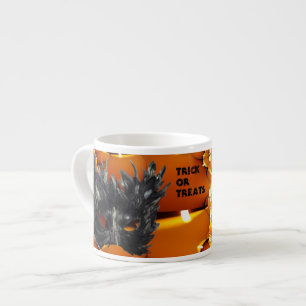 Taza De Espresso Máscara Negra de Halloween Espeluznante