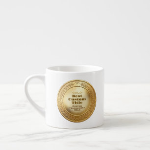 Taza De Espresso Medalla personalizada 3D realista editable de oro 