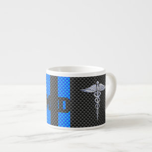 Taza De Espresso Médica médico MD Caduceus al estilo de la fibra 