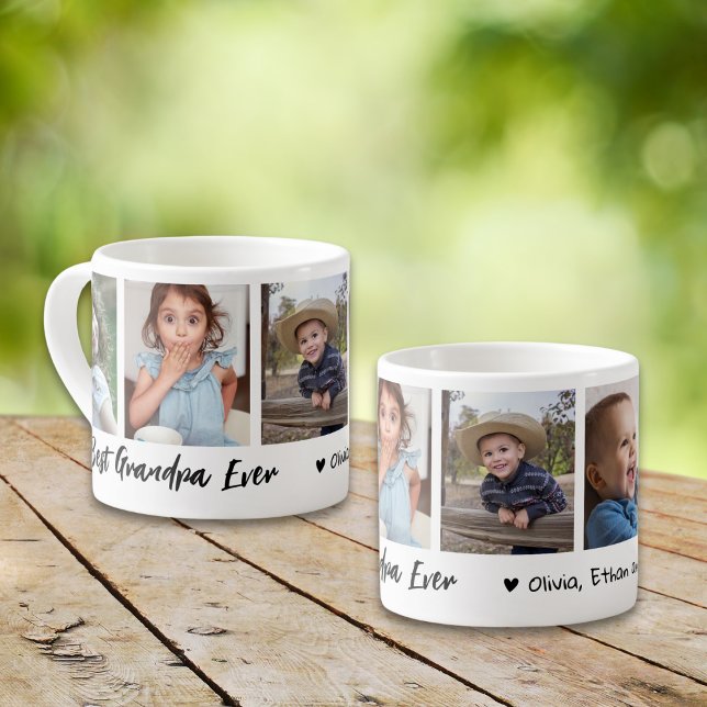 Taza De Espresso Mejor abuelo jamás nietos 5 Collages de fotos (Subido por el creador)