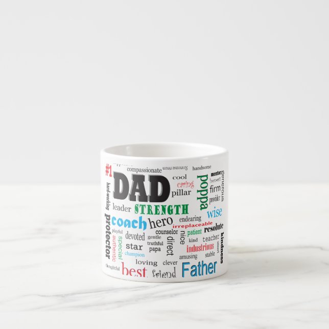 Taza De Espresso Mejor Nube de Palabras de Papá (Frente)