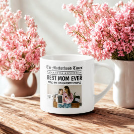 Taza De Espresso Mejor Periódico Personalizado De Mamá