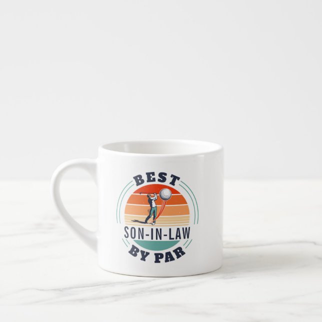 Taza De Espresso Mejor yerno de Par Retro Personalizado Golf Lover (Izquierda)