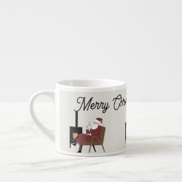 Taza De Espresso Merry Christmas Cozy Santa Fireplace Espresso Mug