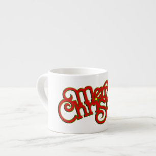 Taza De Espresso MERRY CHRISTMAS - diseño de texto de navidad vinta
