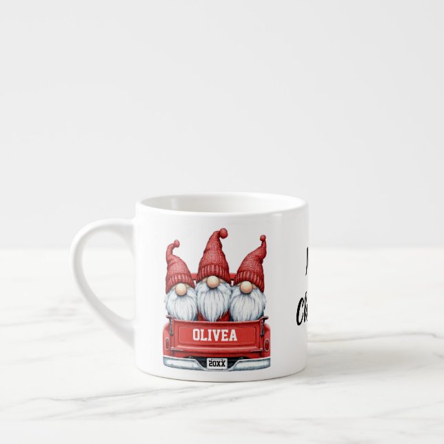 Taza De Espresso Merry Christmas Gnomes in Truck (Izquierda)