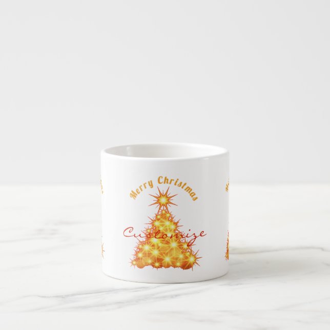 Taza De Espresso Merry Christmas Golden Tree Thunder_Cove (Frente)