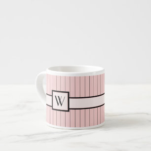 Taza De Espresso Mezcla especial Pink with Black Pinstripes