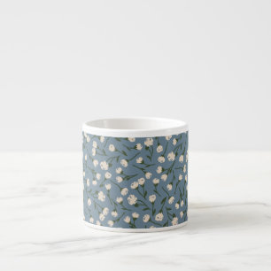 Taza De Espresso Mezclilla Vintage con Estampado Floral Pequeño Pra