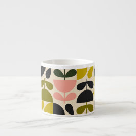 Taza De Espresso Mid‑century modern- Retro Scandinavian Flowers