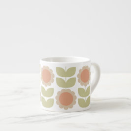 Taza De Espresso  Mid-Century Pastel Pink Retro Floral Pattern