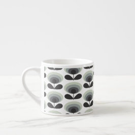 Taza De Espresso Mid Century Scandinavian Modern Retro Flower Bloom