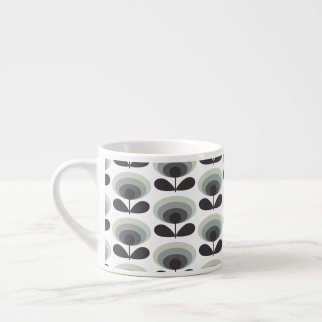 Taza De Espresso Mid Century Scandinavian Modern Retro Flower Bloom (Izquierda)