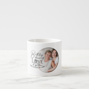Taza De Espresso Mínima Caligrafía Foto Cumpleaños Nuera