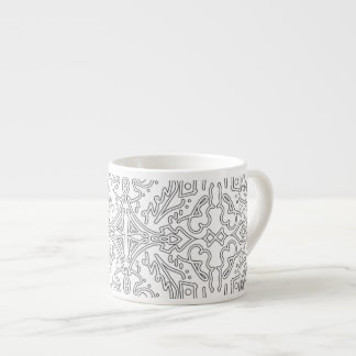Taza De Espresso Minimalist Grey Floral Pattern