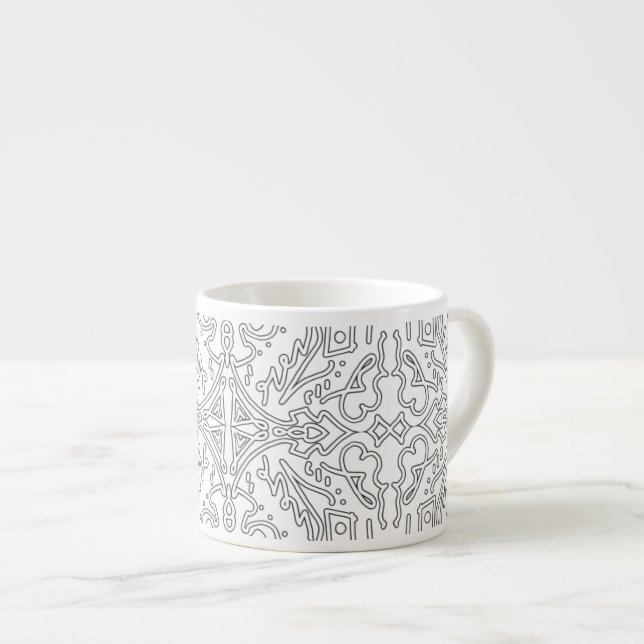 Taza De Espresso Minimalist Grey Floral Pattern (Derecha)
