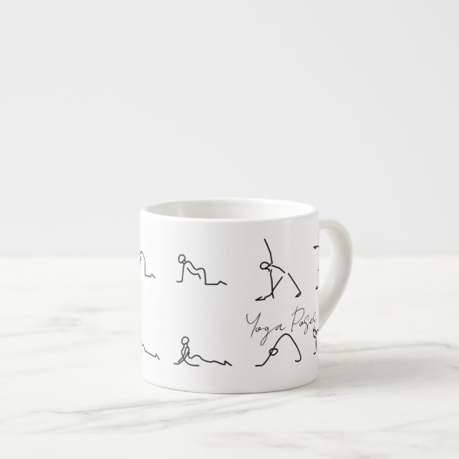Taza De Espresso Minimalist Stick Figure Yoga Poses (Derecha)