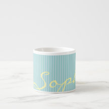 Mint Green & Blue Name Mug - Bandas delgadas sólid