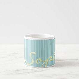 Taza De Espresso Mint Green & Blue Name Mug - Bandas delgadas sólid
