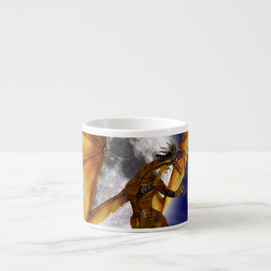 Taza De Espresso Mito del Dragón Dorado Criatura de Fantasía Cielo