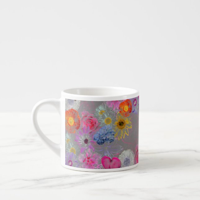 Taza De Espresso Mixed flowers in modern art (Izquierda)