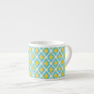 Taza De Espresso Moda amarilla azul del ikat tribal moderno