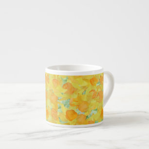 Taza De Espresso Moda Espresso Café Mug, Dafóditos Amarillos Dorado