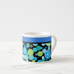 Taza De Espresso Moda Espresso Mug, Quirky Blue Moons Pattern