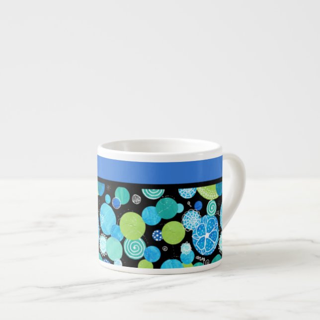 Taza De Espresso Moda Espresso Mug, Quirky Blue Moons Pattern (Derecha)