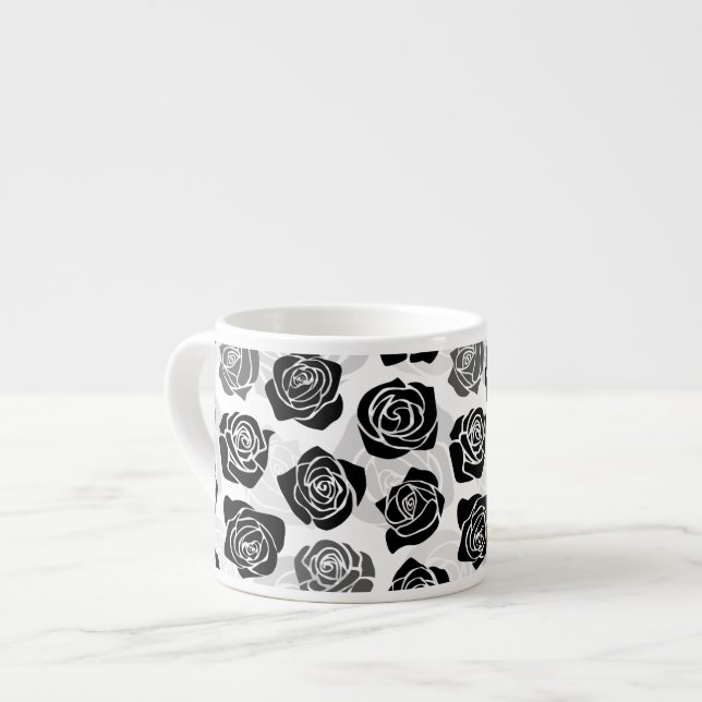 Taza De Espresso Moda Rosas negras y blancas ventilatorias (Izquierda)