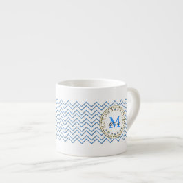 Taza De Espresso Modelo azul blanco de Chevron
