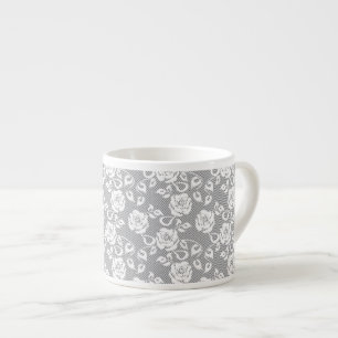 Taza De Espresso Modelo blanco del cordón en fondo gris