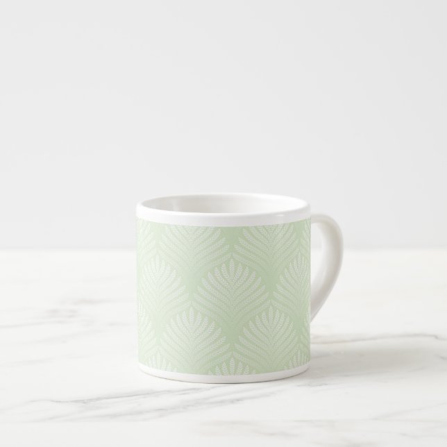 Taza De Espresso Modelo clásico del follaje en blanco y verde (Derecha)
