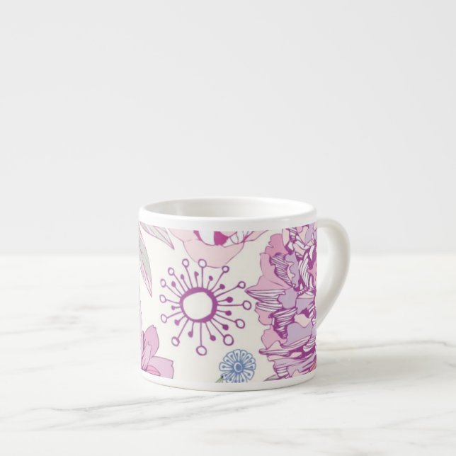 Taza De Espresso Modelo con las flores rosadas (Derecha)
