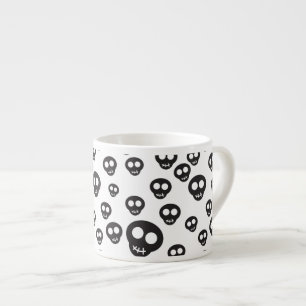 Taza De Espresso Modelo con los cráneos negros en blanco