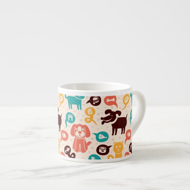 Taza De Espresso Modelo con los gatos y los perros divertidos (Derecha)