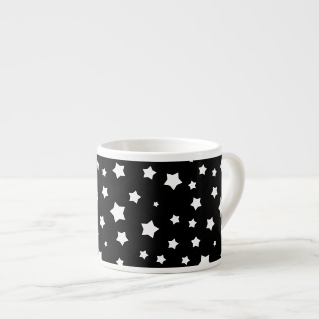 Taza De Espresso Modelo de estrellas blanco y negro (Derecha)