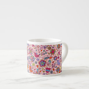 Taza De Espresso Modelo de la primavera con las flores coloridas