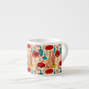 Taza De Espresso Modelo de las flores, de los floreros y de las
