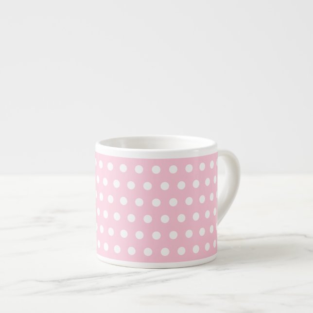 Taza De Espresso Modelo de lunares rosado y blanco (Derecha)