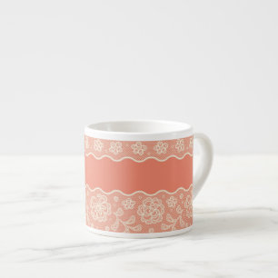 Taza De Espresso Modelo del cordón, vintage 4 de la flor