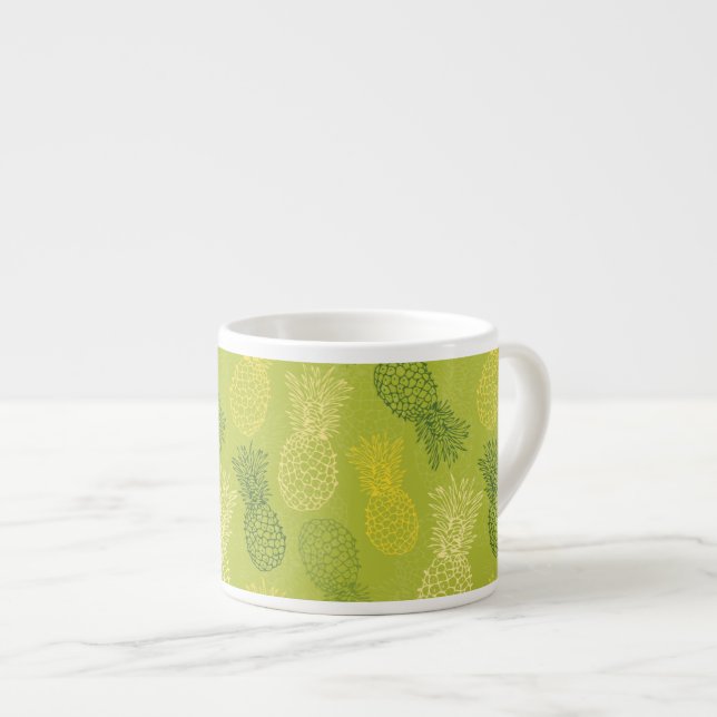 Taza De Espresso Modelo del esquema de la piña en verde (Derecha)