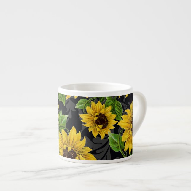 Taza De Espresso Modelo del girasol del vintage (Derecha)