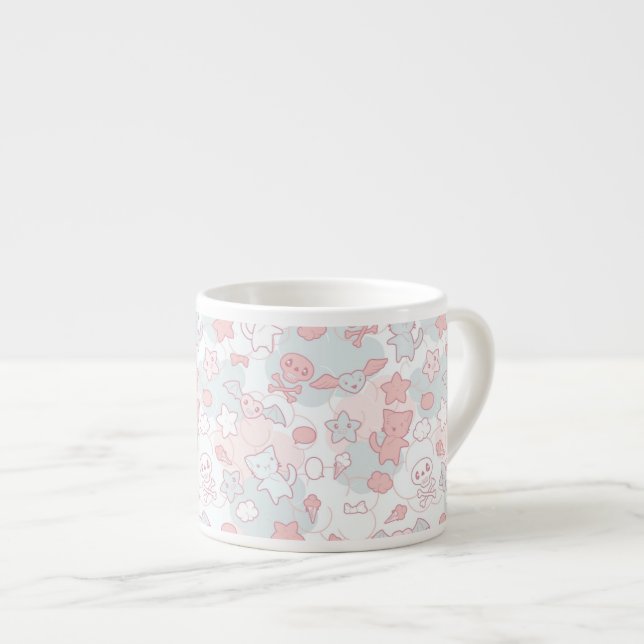 Taza De Espresso modelo del kawaii con doodle (Derecha)