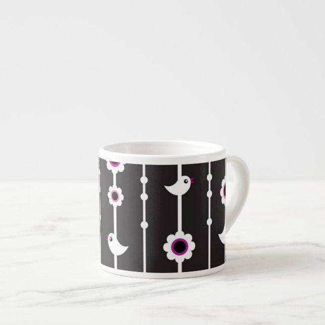 Taza De Espresso modelo del pájaro y de flores (Derecha)