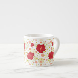 Taza De Espresso Modelo dibujado mano del hibisco