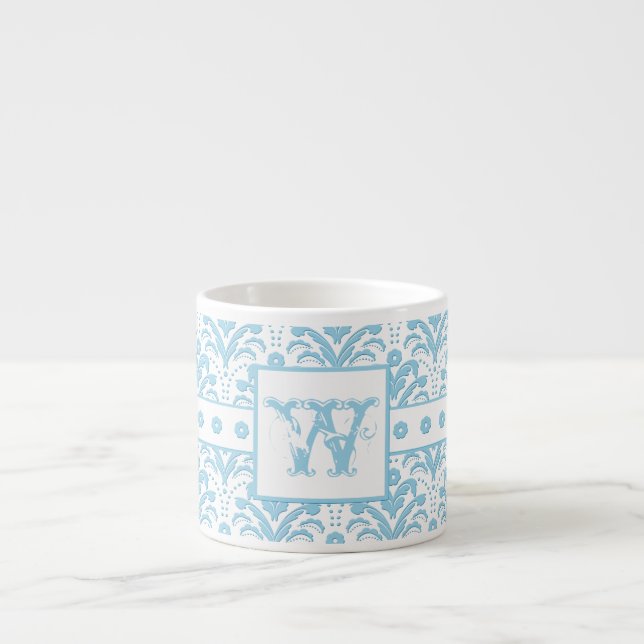 Taza De Espresso Modelo elegante del damasco del verde azul del (Frente)